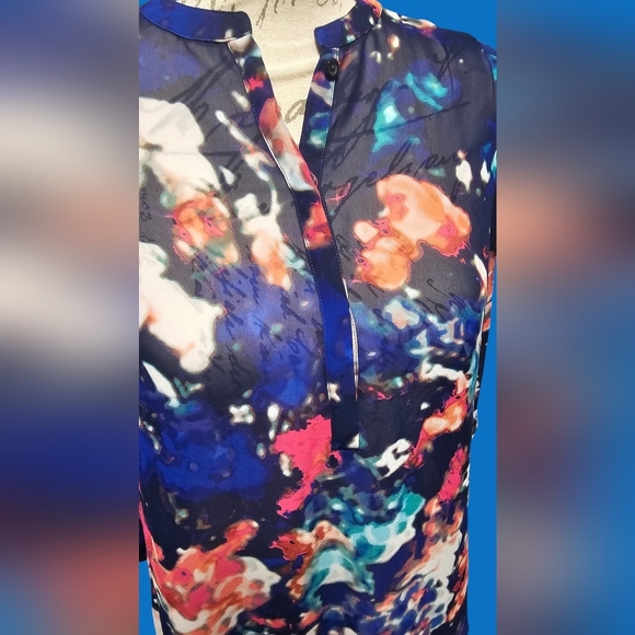 A.N.A. Hi-Low Tunic | Cuffed Sleeve | Sheer Blouse | Women's Size Small - Picture 6 of 9